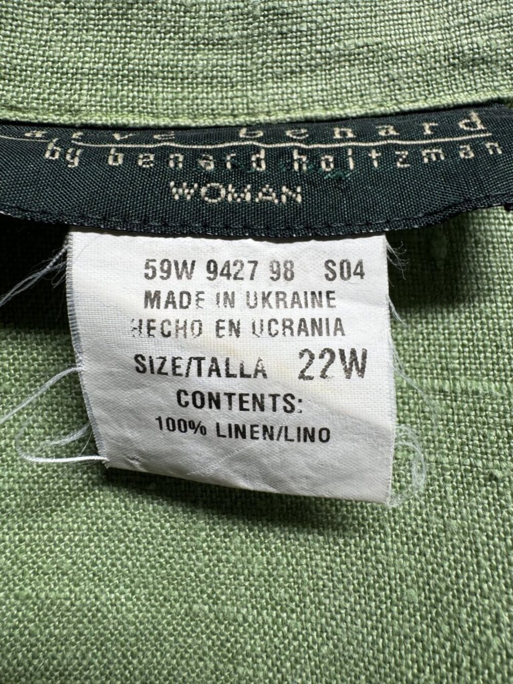 Harvé Benard Womens Plus Size 22W Green 100% Linen Button-Down Shirt Made In Ukr - Picture 4 of 16